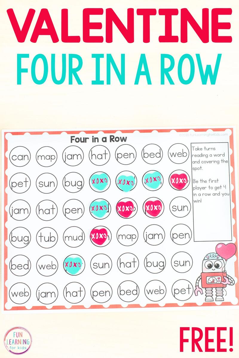 Editable Valentine S Day Four In A Row Printable Literacy Game Editable Valentine S Day Four In A Row Printable Literacy Game