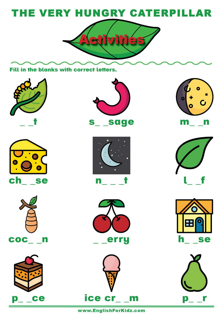 English For Kids Step By Step The Very Hungry Caterpillar Activities English For Kids Step By Step The Very Hungry Caterpillar Activities