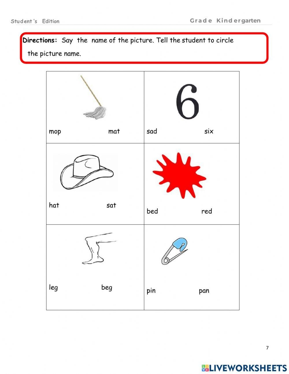 English Worksheets Kindergarten Assessment Worksheets Library