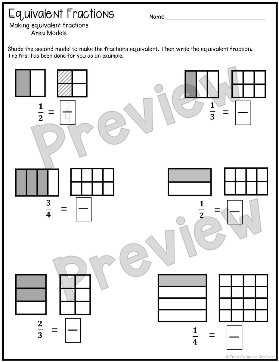 Equivalent Fraction Worksheets With Visual Models Made By Teachers