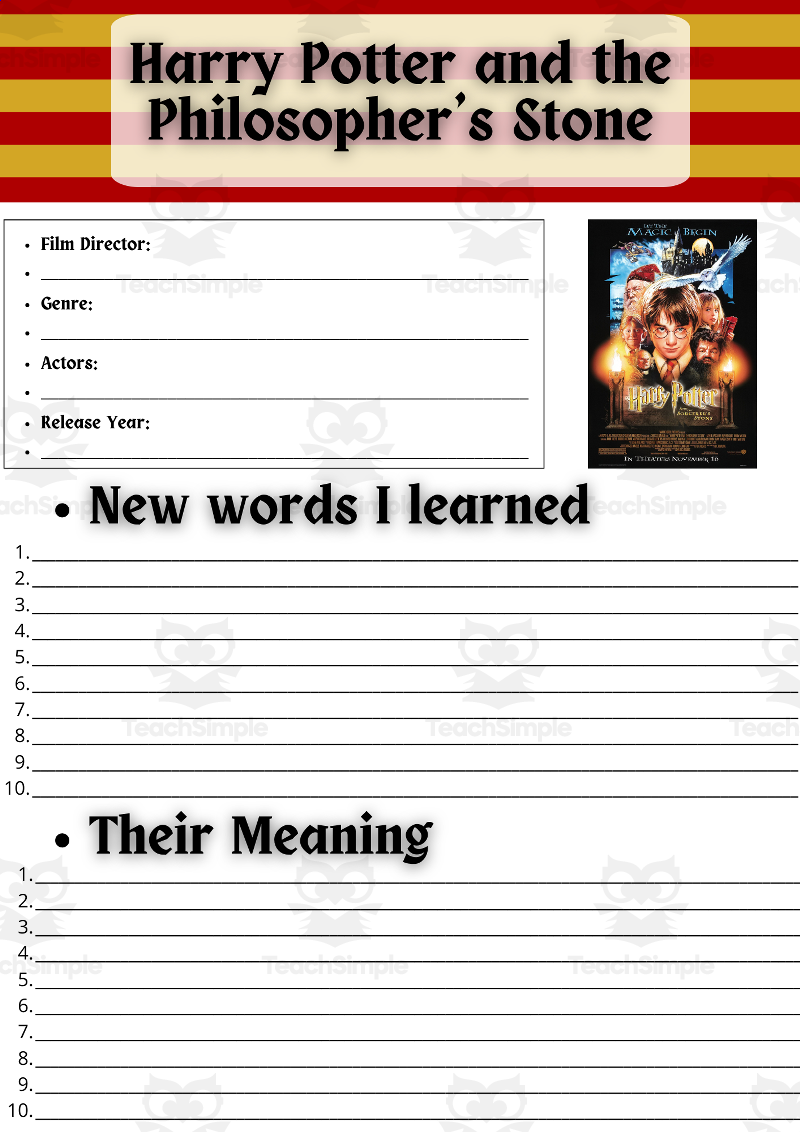 ESL Movie Guide Worksheets Harry Potter And The Philosopher S Stone By Teach Simple ESL Movie Guide Worksheets Harry Potter And The Philosopher S Stone By Teach Simple