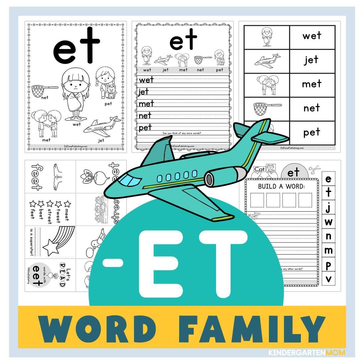 ET Word Family Worksheets Kindergarten Mom Free Et Word Family Worksheets Teach Prints