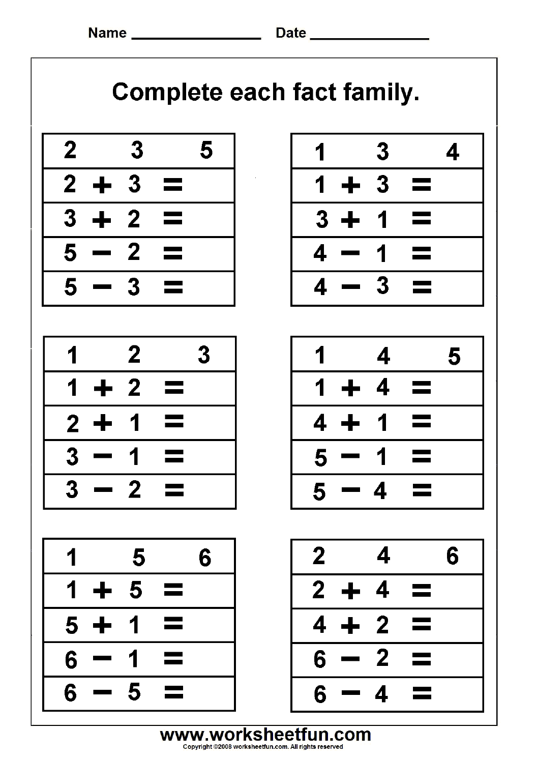 Fact Family Complete Each Fact Family 2 Worksheets FREE Printable Worksheets Worksheetfun Fact Family Complete Each Fact Family 2 Worksheets FREE Printable Worksheets Worksheetfun