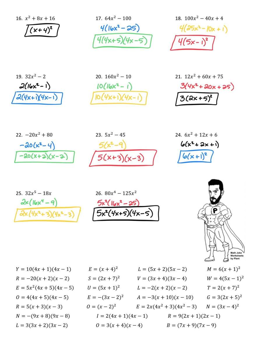 Factoring Special Cases Joke Worksheet 3 With Answer Key TPT Factoring Special Cases Joke Worksheet 3 With Answer Key TPT