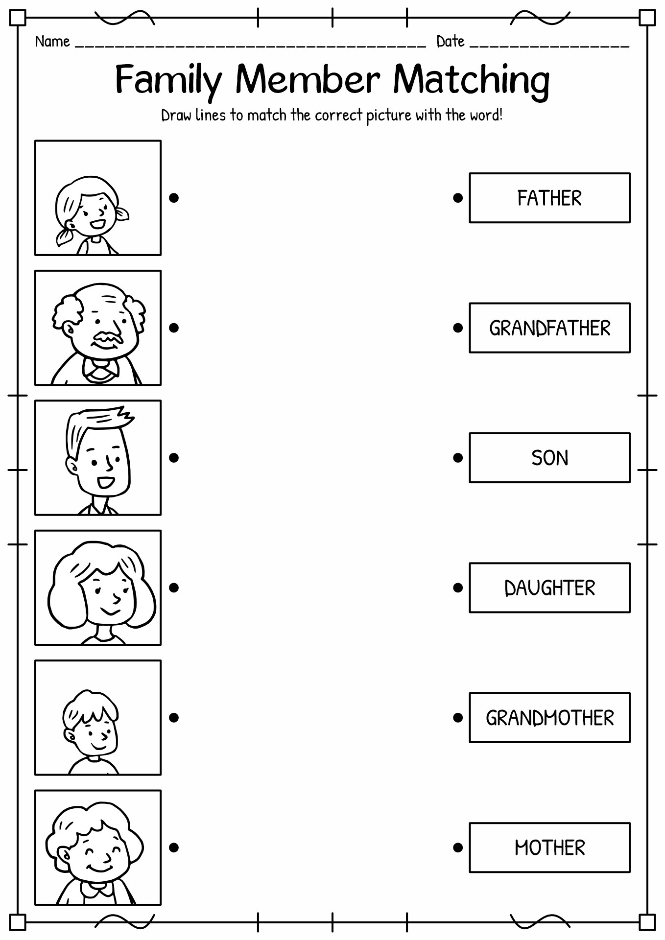 Family Worksheet Family Worksheet