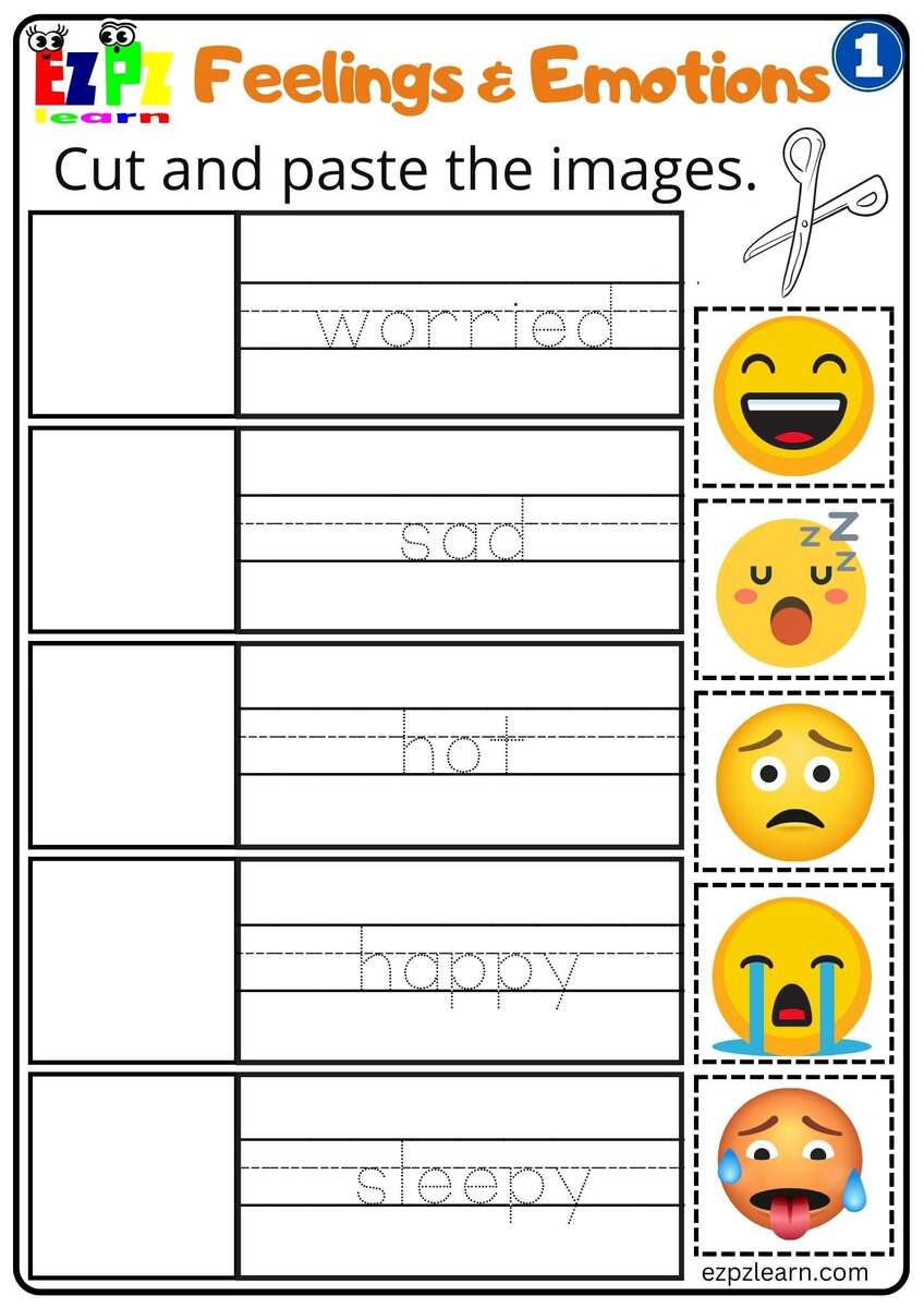 Feelings And Emotions Cut And Paste Worksheet For Children And ESL Students Free PDF Download Ezpzlearn Feelings And Emotions Cut And Paste Worksheet For Children And ESL Students Free PDF Download Ezpzlearn
