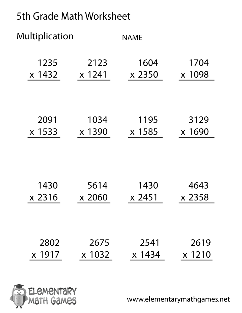 Fifth Grade Multiplication Worksheet Fifth Grade Multiplication Worksheet