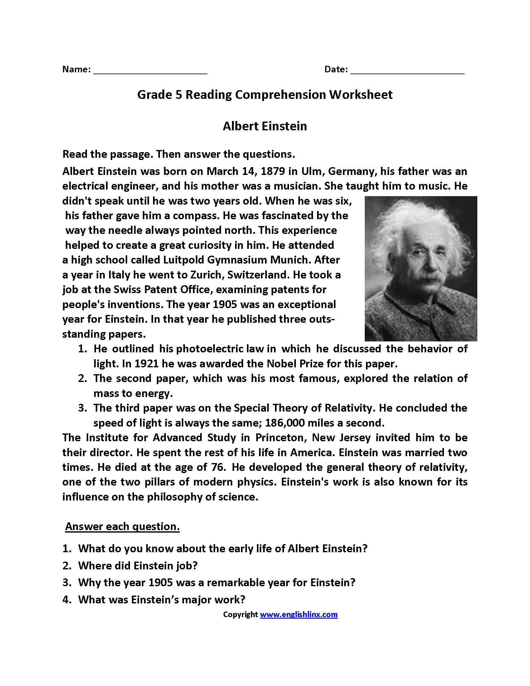 Fifth Grade Reading Worksheets Improve Fluency Vocabulary Main Idea Details 4th 5th Grade MagiCore