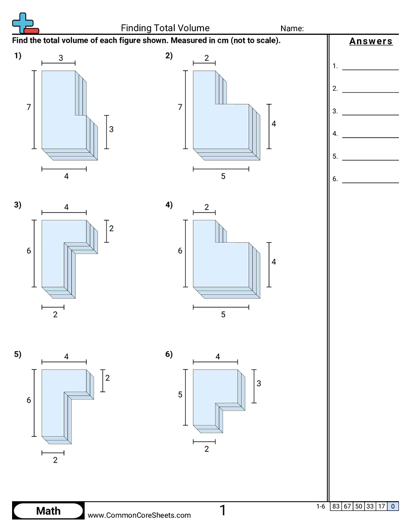 Finding Total Volume Worksheet Download