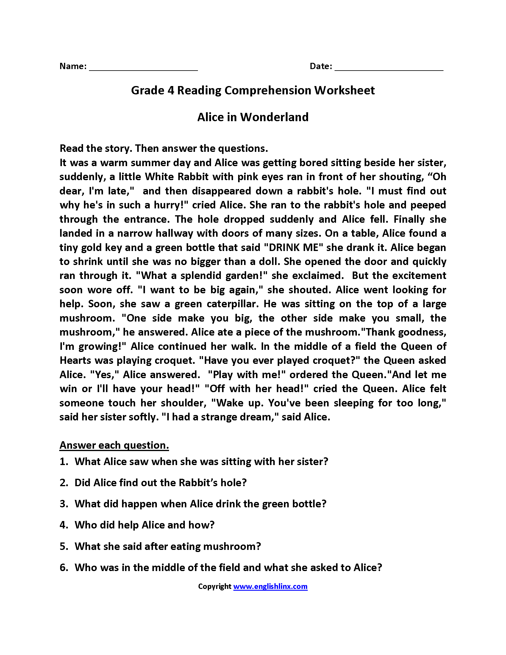 Fourth Grade Reading Worksheets Improve Fluency Comprehension 15 Fourth Grade Reading Comp Worksheets Free PDF At Worksheeto Worksheets Library