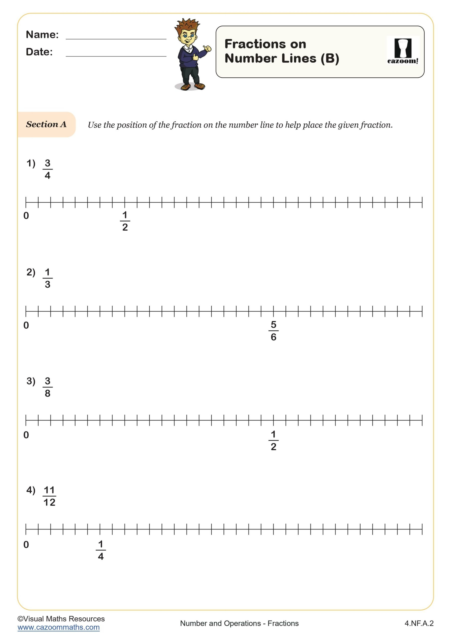 Fractions On Number Lines B Worksheet Printable PDF 4th Grade Number Operations Worksheet Cazoom Math Fractions On Number Lines B Worksheet Printable PDF 4th Grade Number Operations Worksheet Cazoom Math
