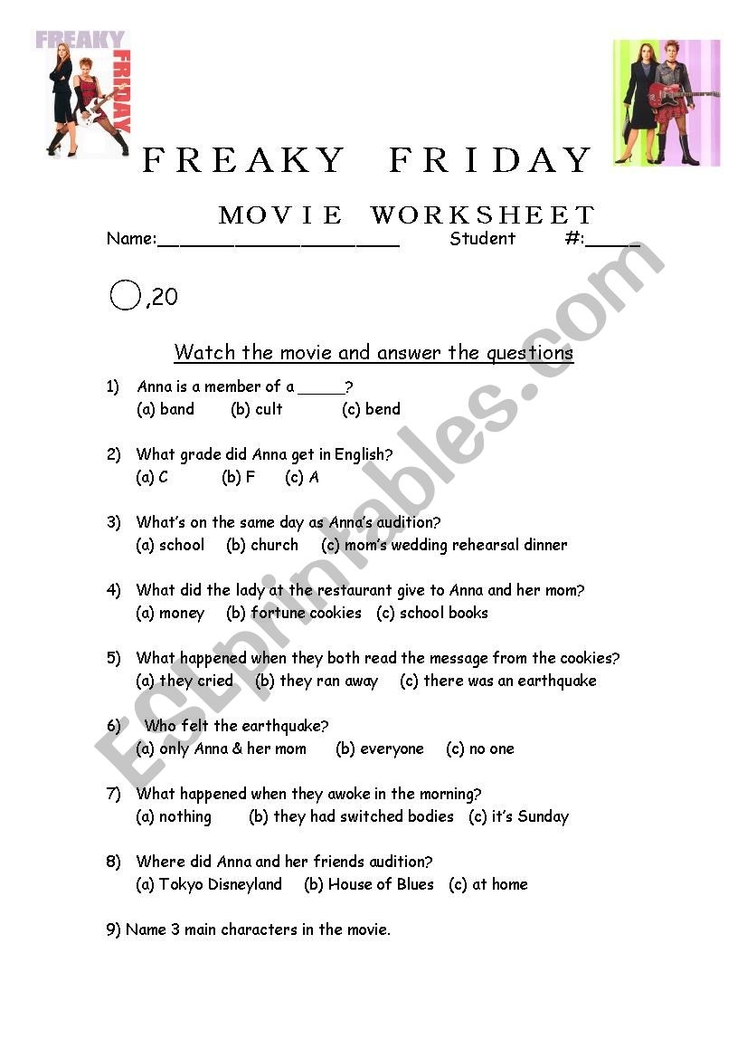 Freaky Friday Worksheet ESL Worksheet By Tokai Freaky Friday Extended Writing Tasks For Describing Clothes ESL Worksheet By Aikokaren