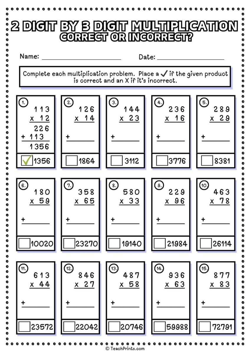 Free 2 Digit By 3 Digit Multiplication Worksheets Teach Prints Multiplication Worksheets PDF Free Download