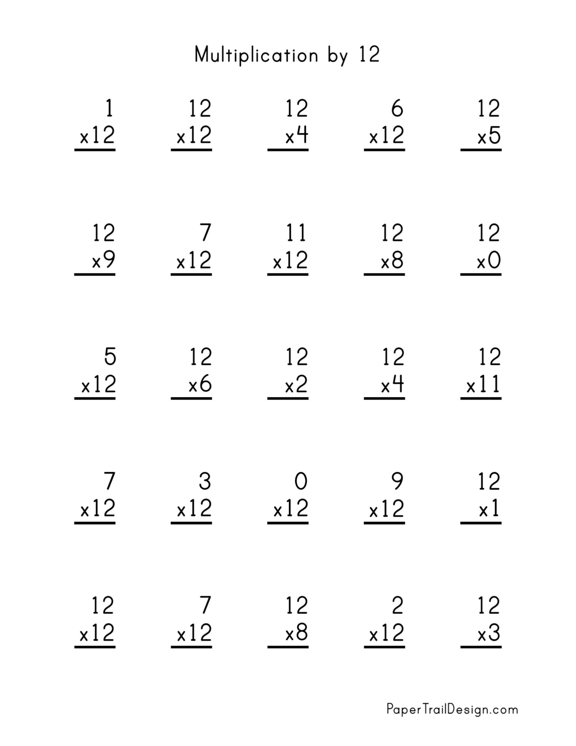 Free 3rd Grade Multiplication Math Worksheet Multiply By 12 Worksheets Library