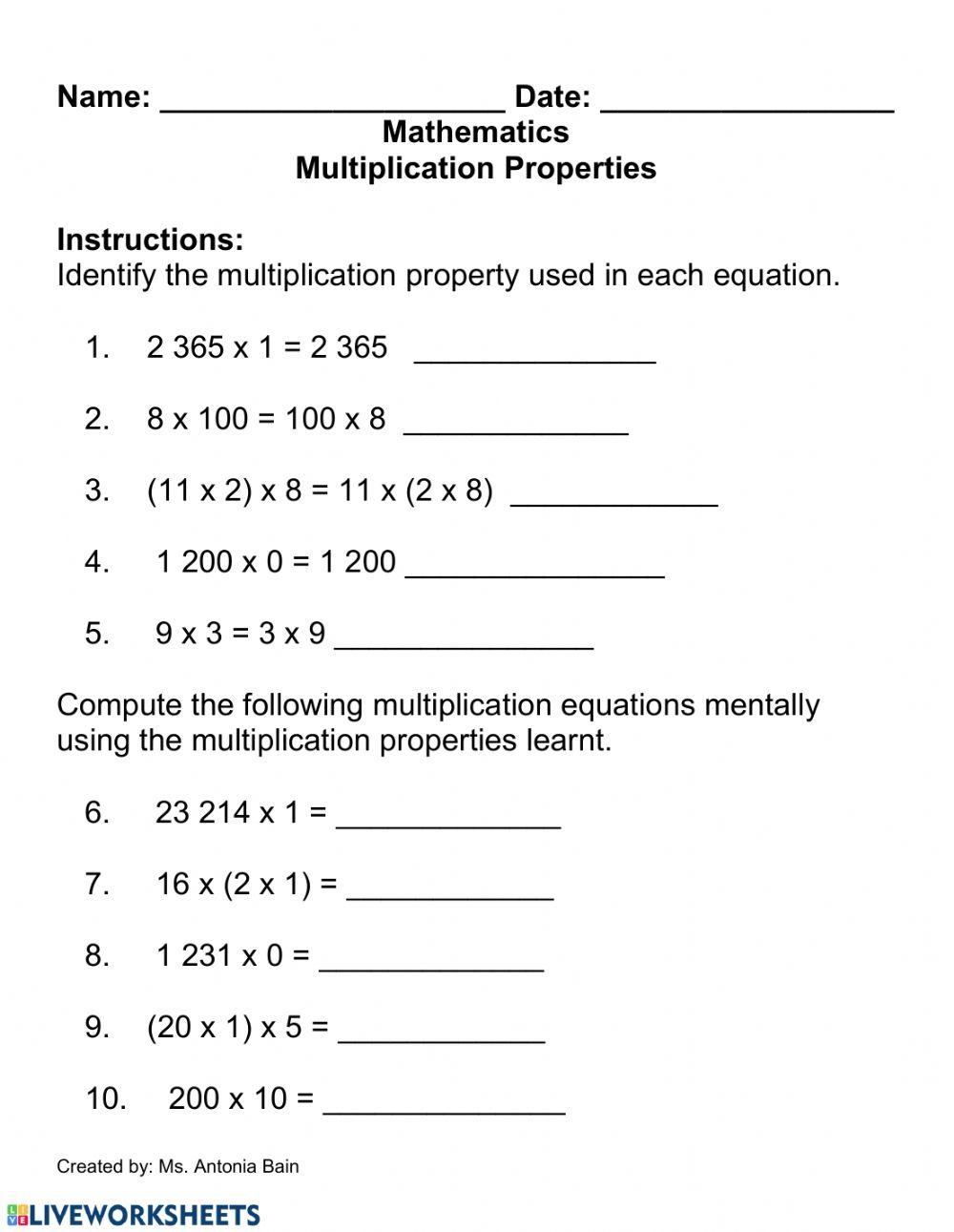 Free Addition And Multiplication Properties Worksheet Download Free Addition And Multiplication Properties Worksheet Png Images Free Worksheets On Clipart Library