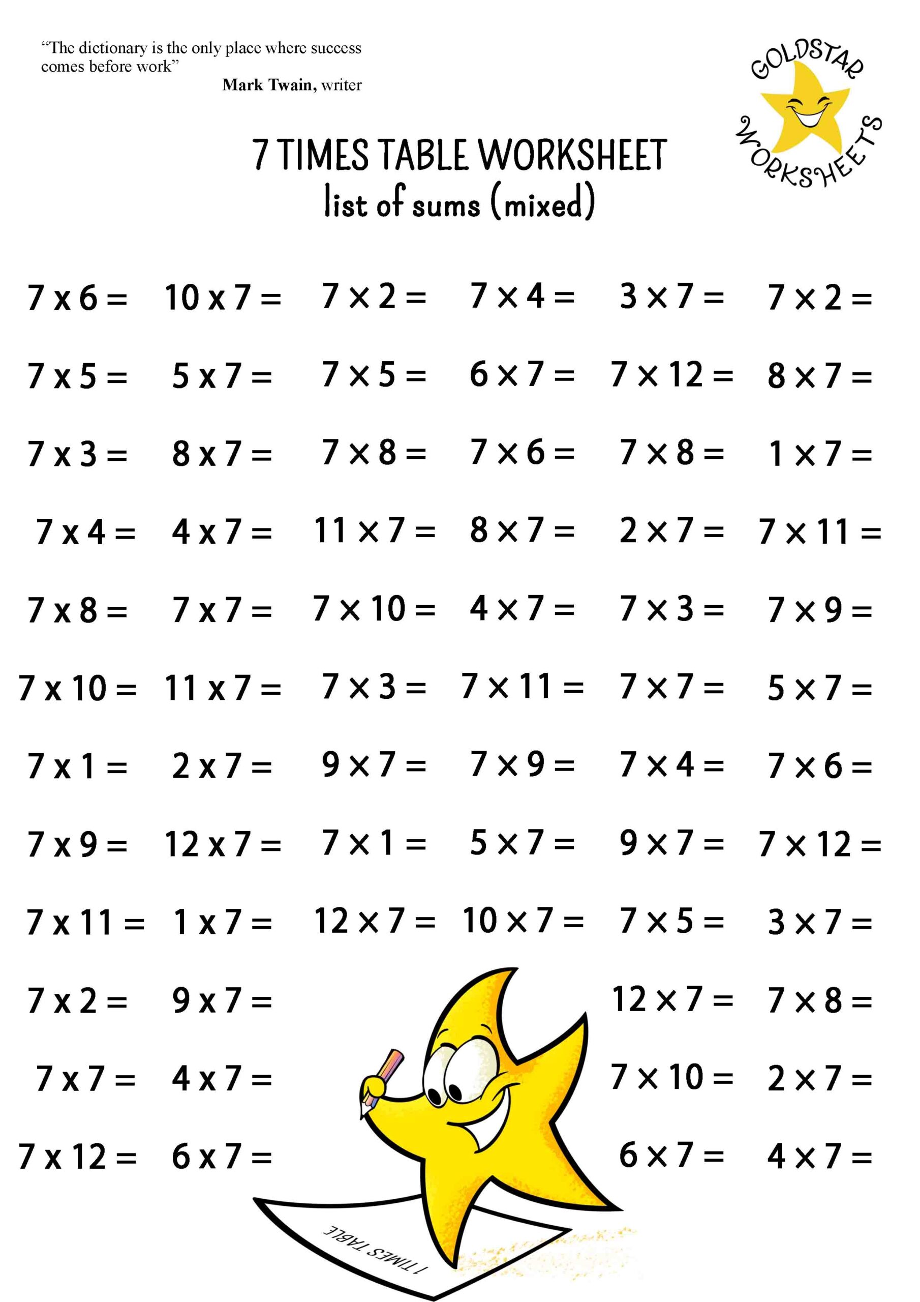 Free And Fun 7 Times Table Worksheets Beautifully Designed For Kids Free And Fun 7 Times Table Worksheets Beautifully Designed For Kids