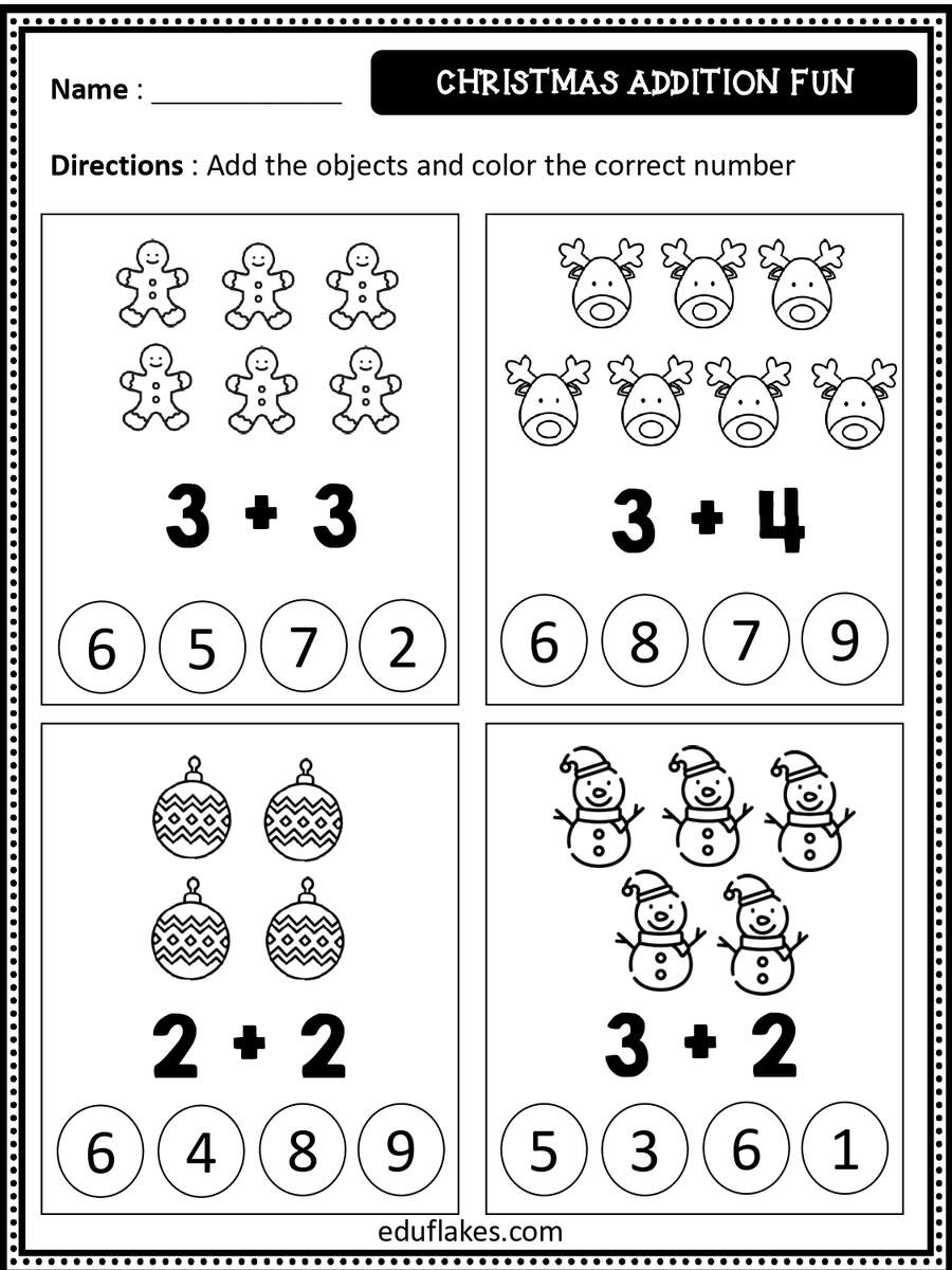 Free Christmas Math Worksheets For Kindergarten Eduflakes Free Christmas Math Worksheets For Kindergarten Eduflakes
