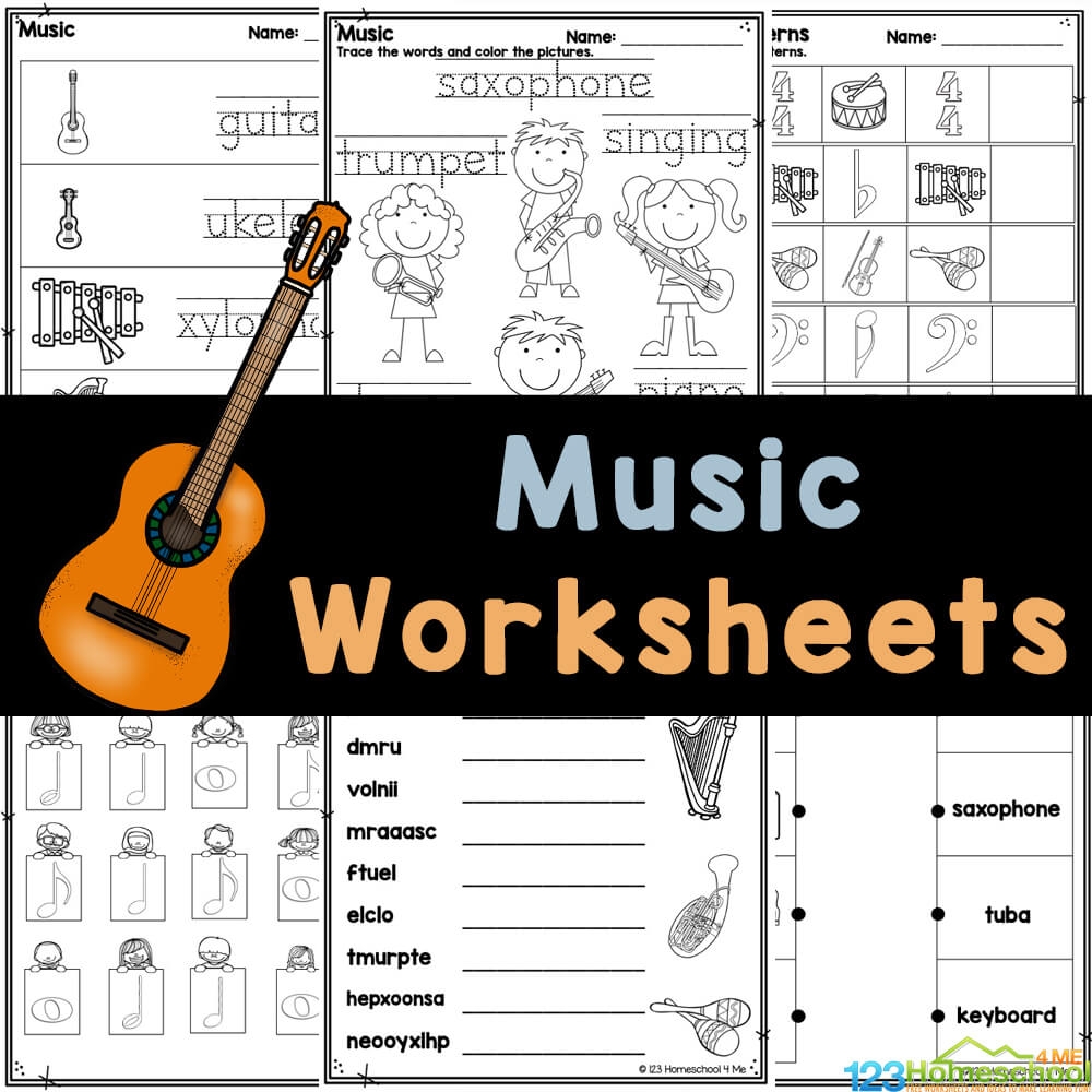 FREE Fun Music Worksheets Musical Instruments Theory More Musical Instrument Cut And Paste