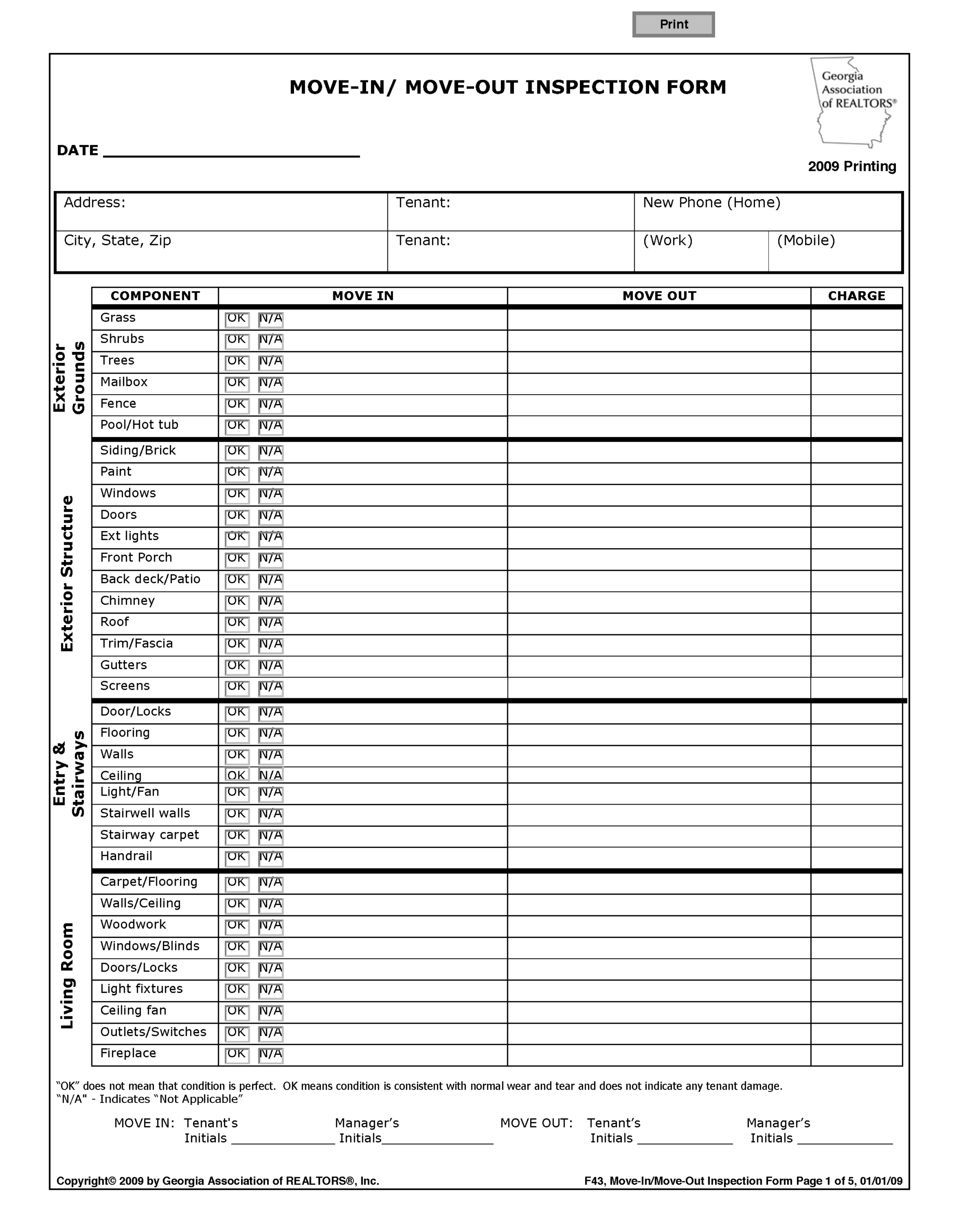 Free Georgia Move In Move Out Checklist PDF Free Georgia Move In Move Out Checklist PDF