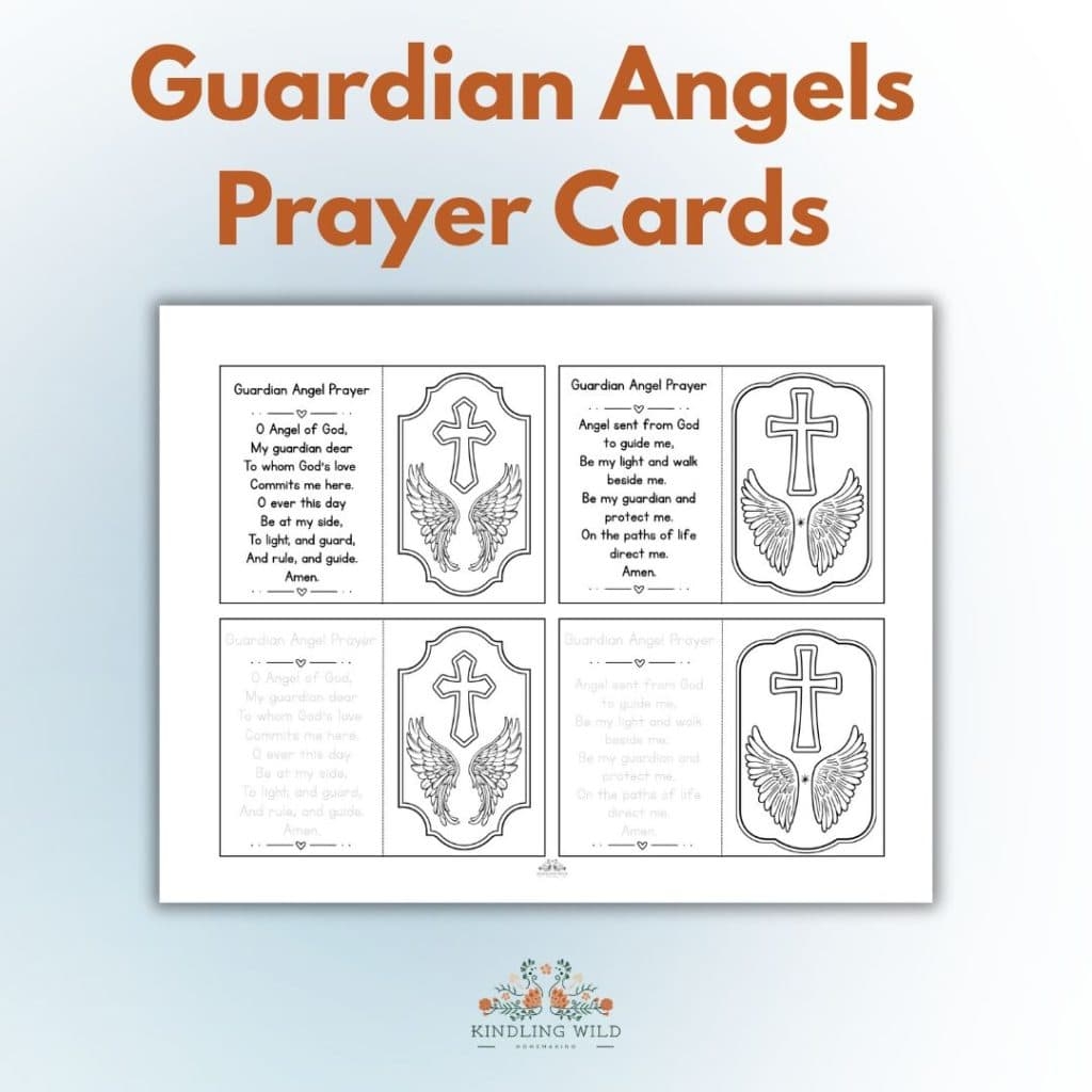 Free Guardian Angel Prayer Card Printable For Catholic Kids Kindling Wild