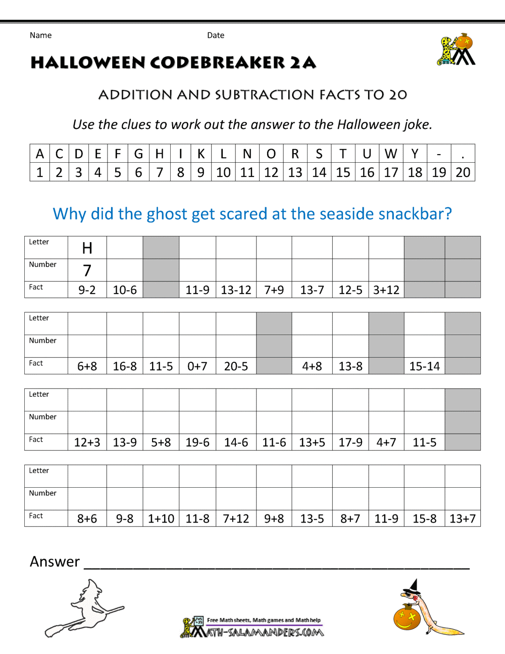 Free Halloween Math Worksheets Free Halloween Math Worksheets
