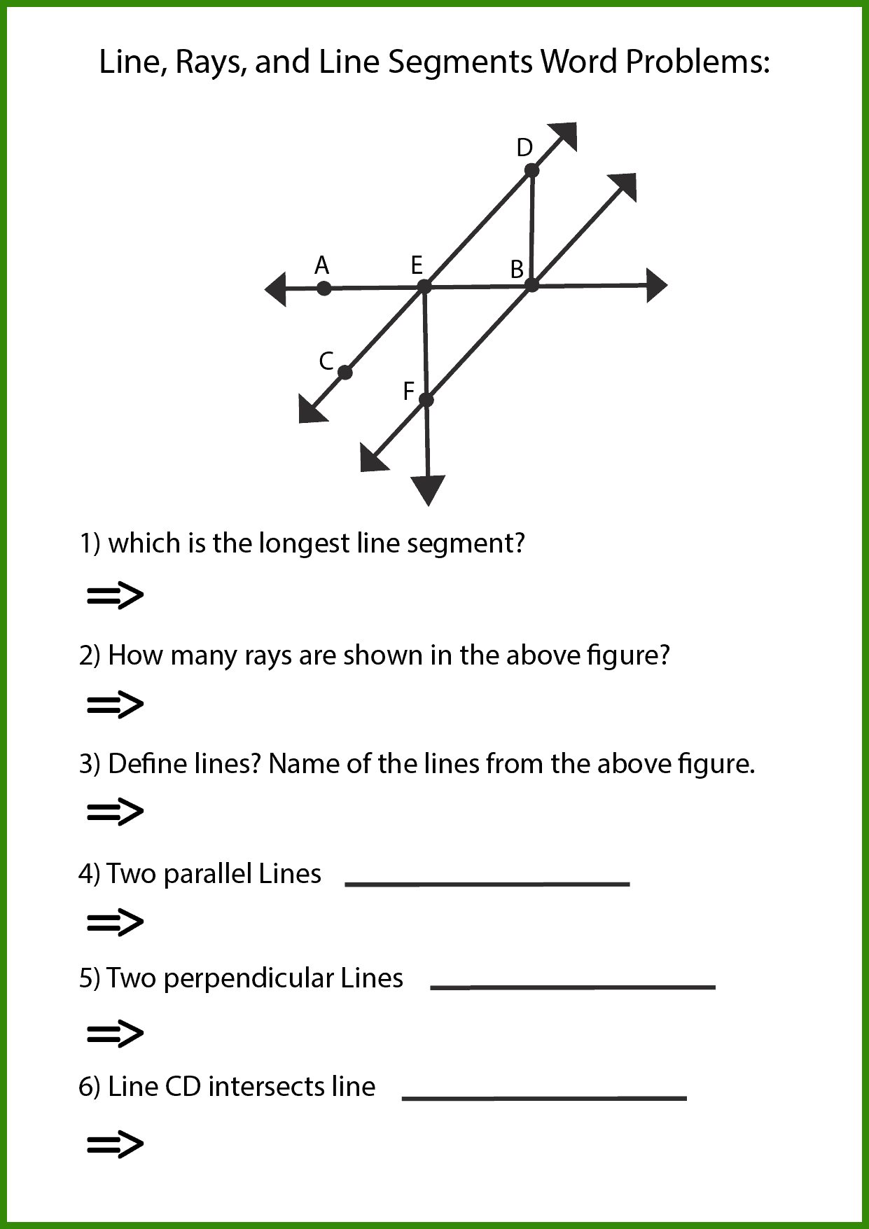 Free Lines Rays And Line Segments Worksheet 10 Pages