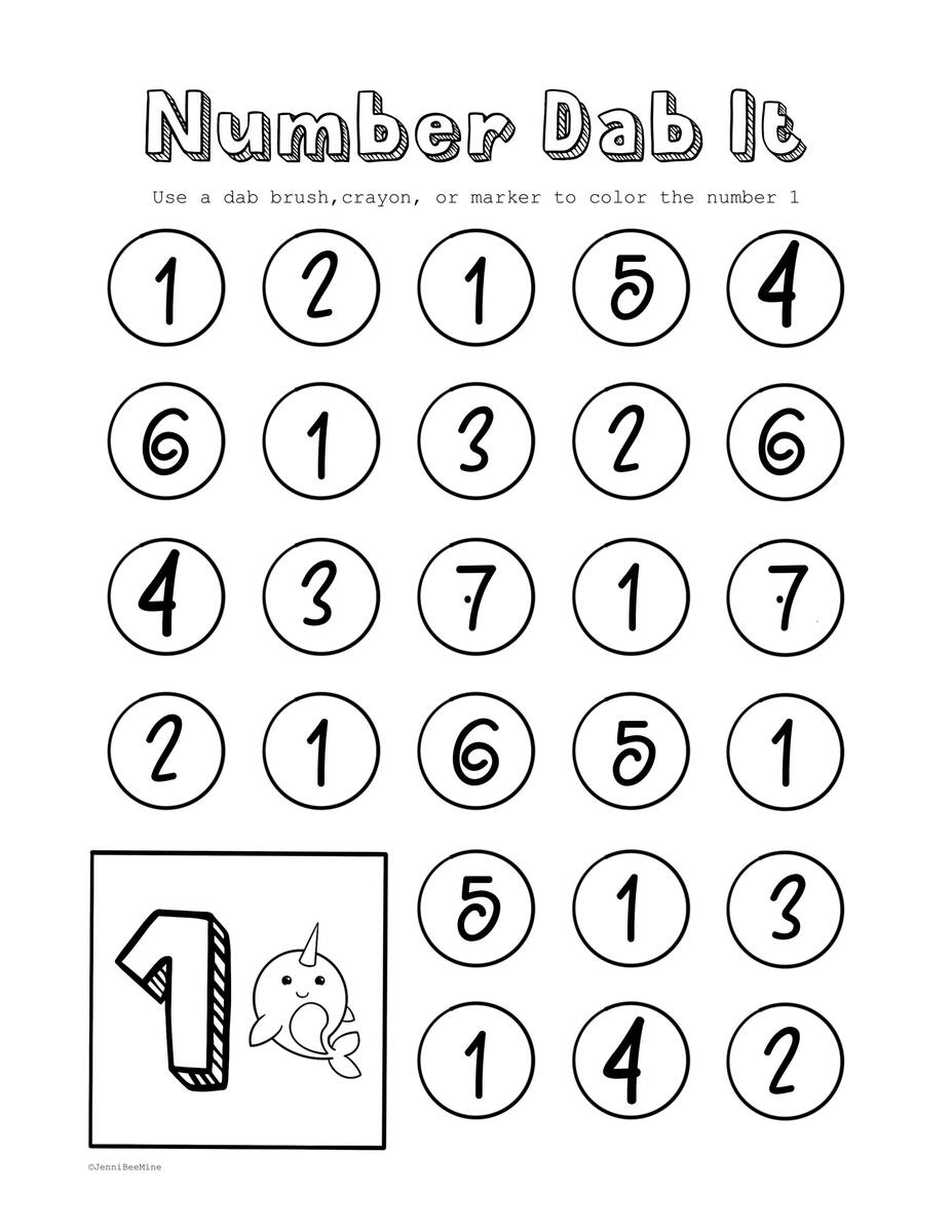 Free Preschool Printables Packet Number 1 Jennibeemine Number Worksheet Number 3 Worksheet Math Coloring Activities For Preschool And Kindergarten Kids To Learn Basic Mathematics Skills In A Printable Pag Stock Vector Image Art Alamy