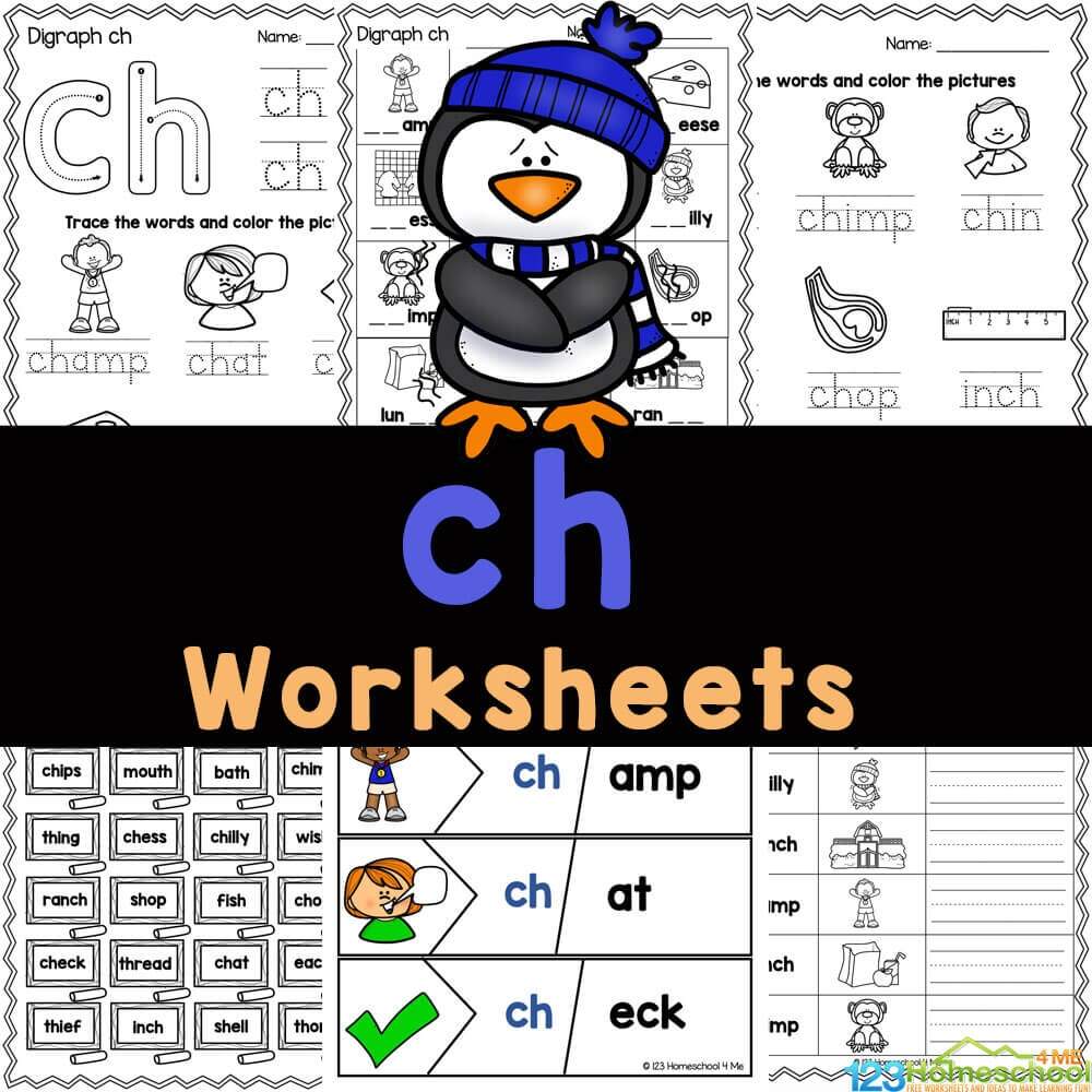 Kindergarten Ch Words Phonics No Prep Worksheets Summer Pack Diagraphs 15 Pages