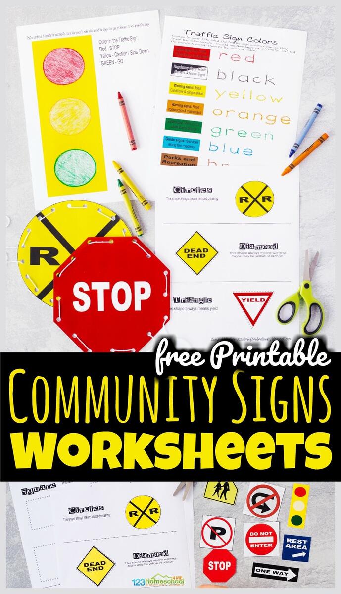 Free Printable Community Signs Worksheets Road Safety Signs Coloring For Kids Free Printables For Kids