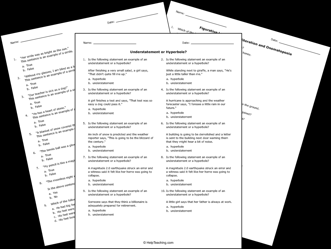 Figurative Language Worksheets Reading Activities