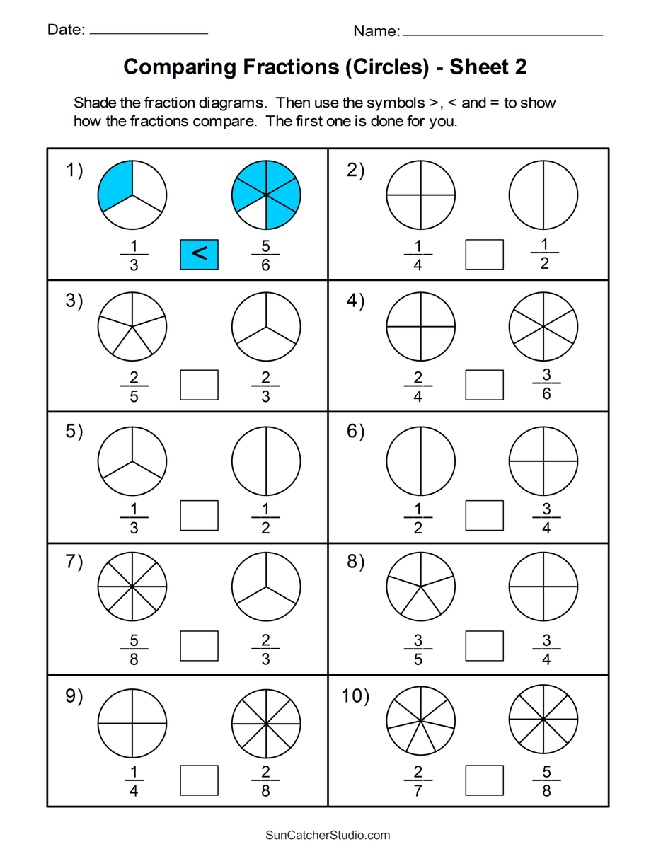 Free Printable Fractions Worksheets Comparing Identifying Free Printables Lettering SVG Files Tools Apps 5th Grade Fractions Worksheets PDF Printable Worksheets Cazoom Math