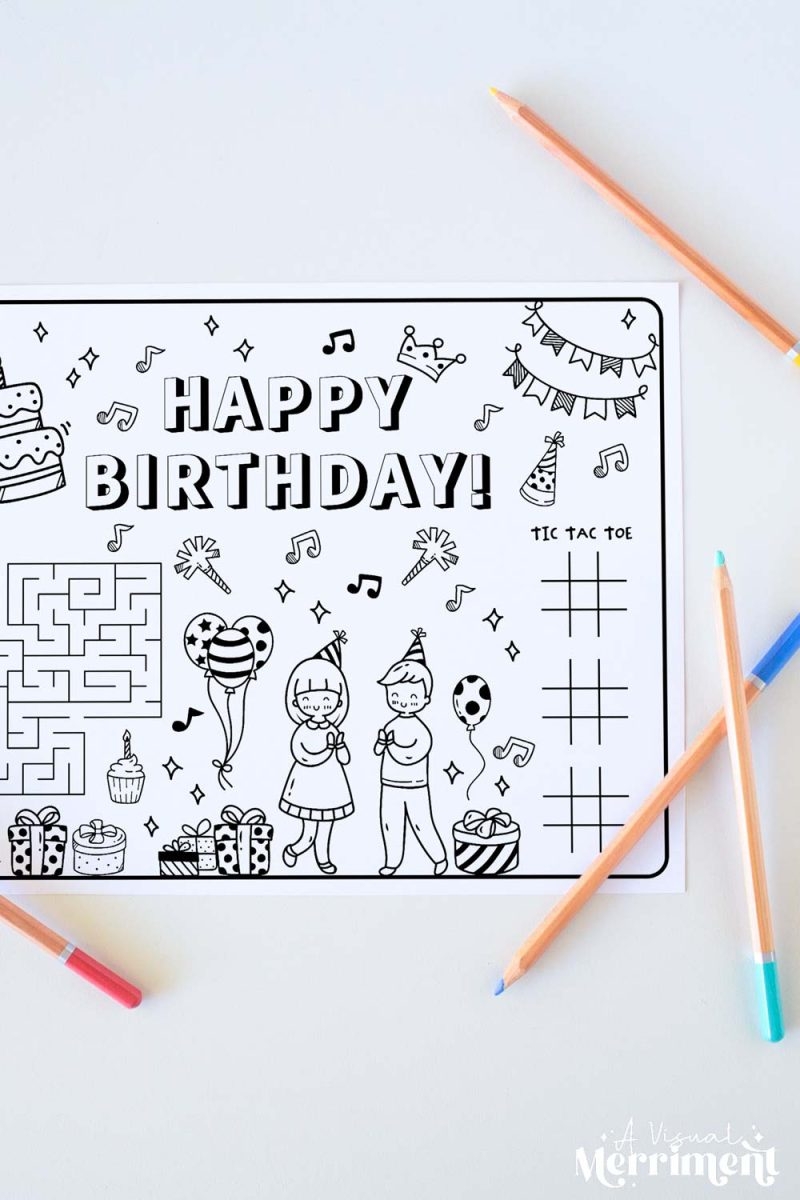 Free Printable Happy Birthday Colouring Page Kids Crafts DIYs Parties Planning Home Decor