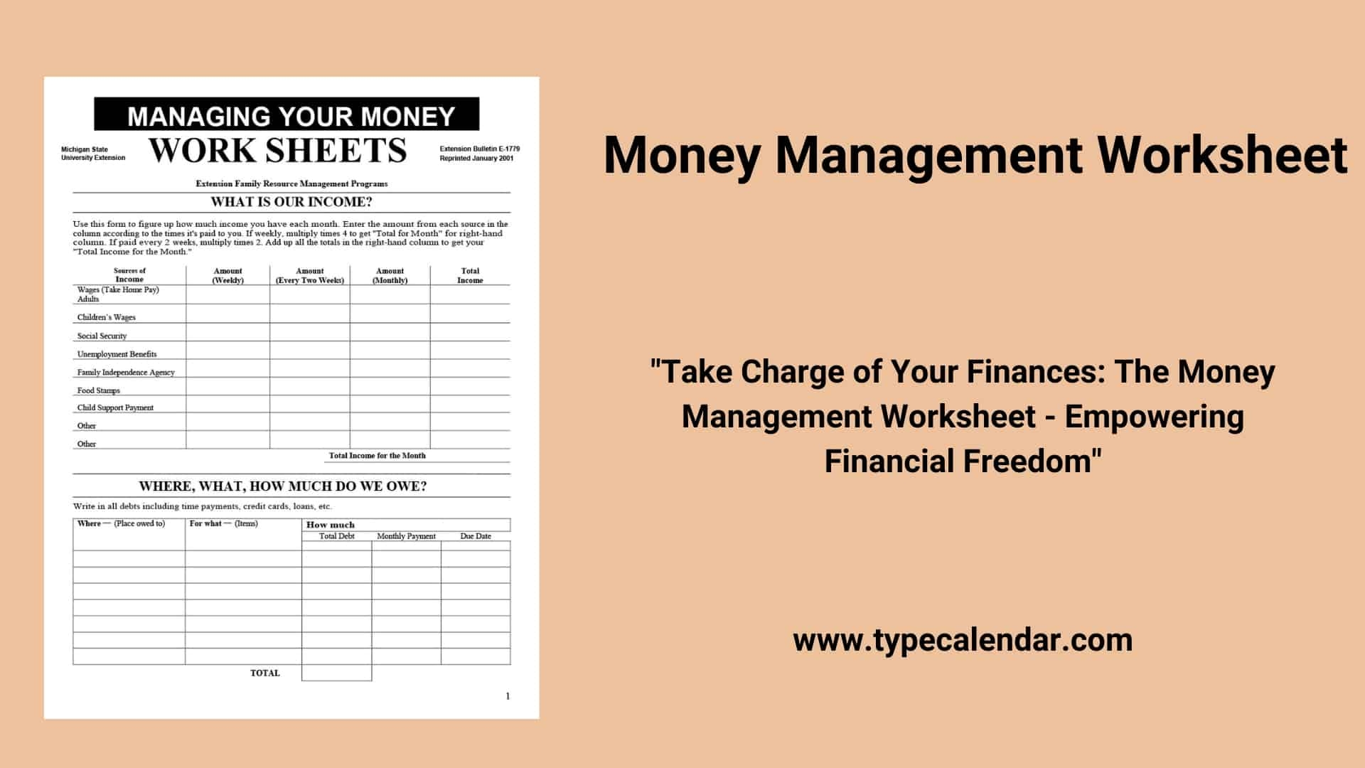 Free Printable Money Management Worksheet Templates PDF Word Money Management Worksheets Printable Worksheets Library