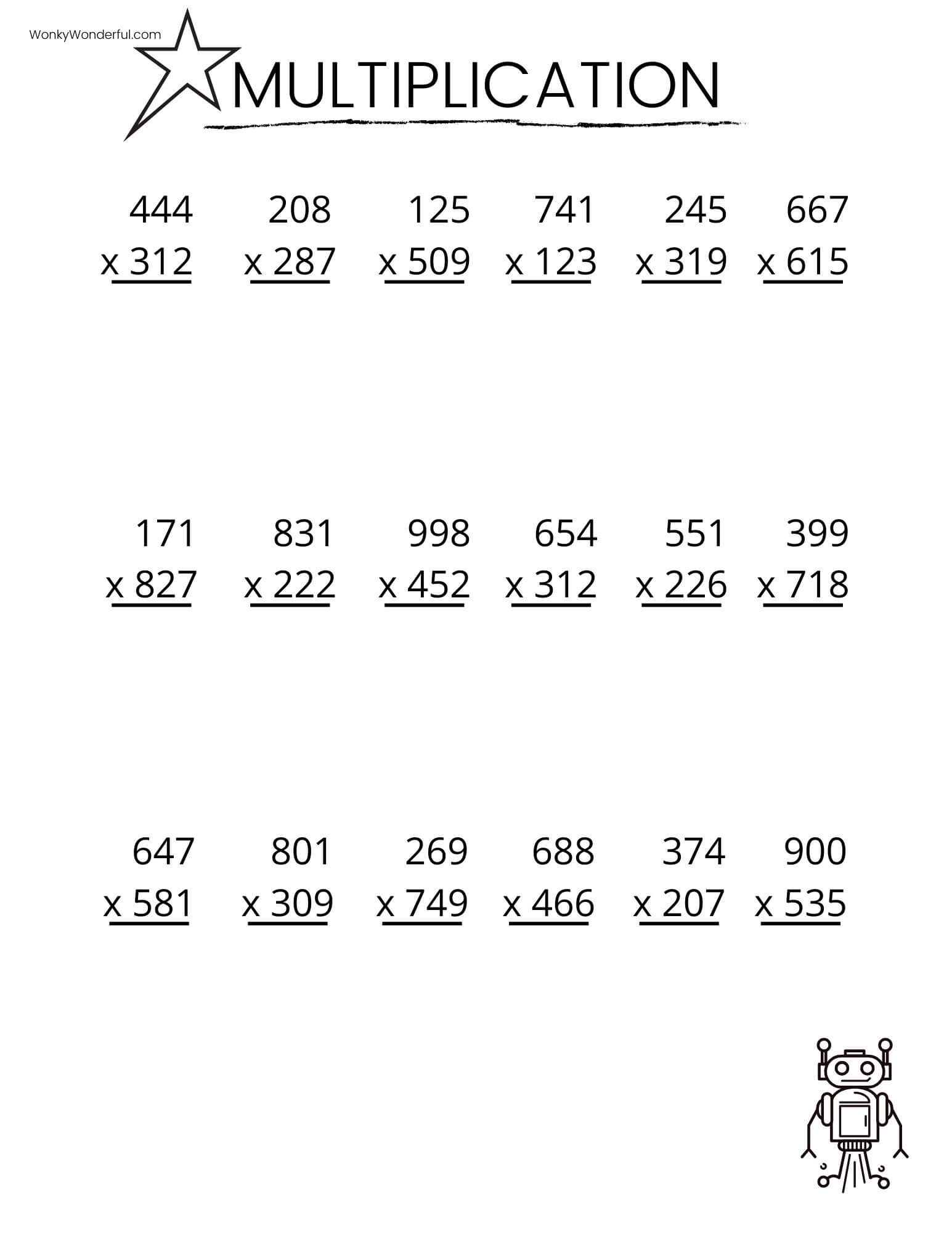 Grade 5 Multiplication Worksheets