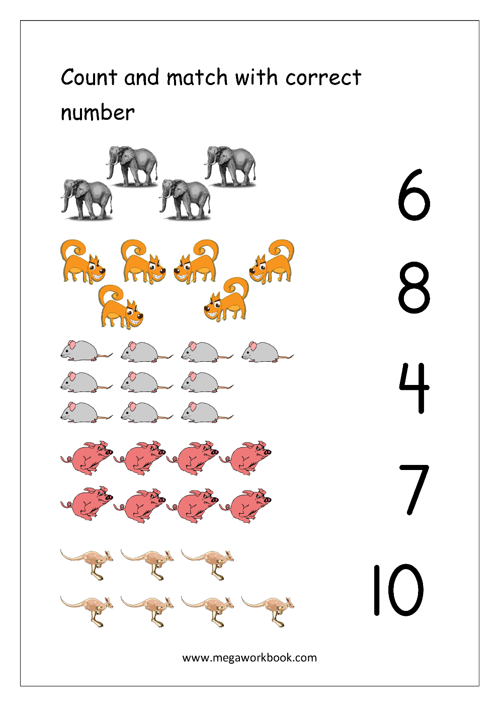 Free Printable Number Matching Worksheets For Kindergarten And Preschool Count And Match 1 10 MegaWorkbook Free Printable Number Matching Worksheets For Kindergarten And Preschool Count And Match 1 10 MegaWorkbook
