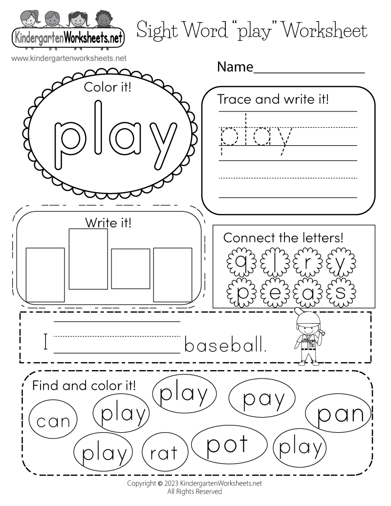 Free Printable Sight Word Play Worksheet Sight Words Printable Activity Worksheets Made By Teachers