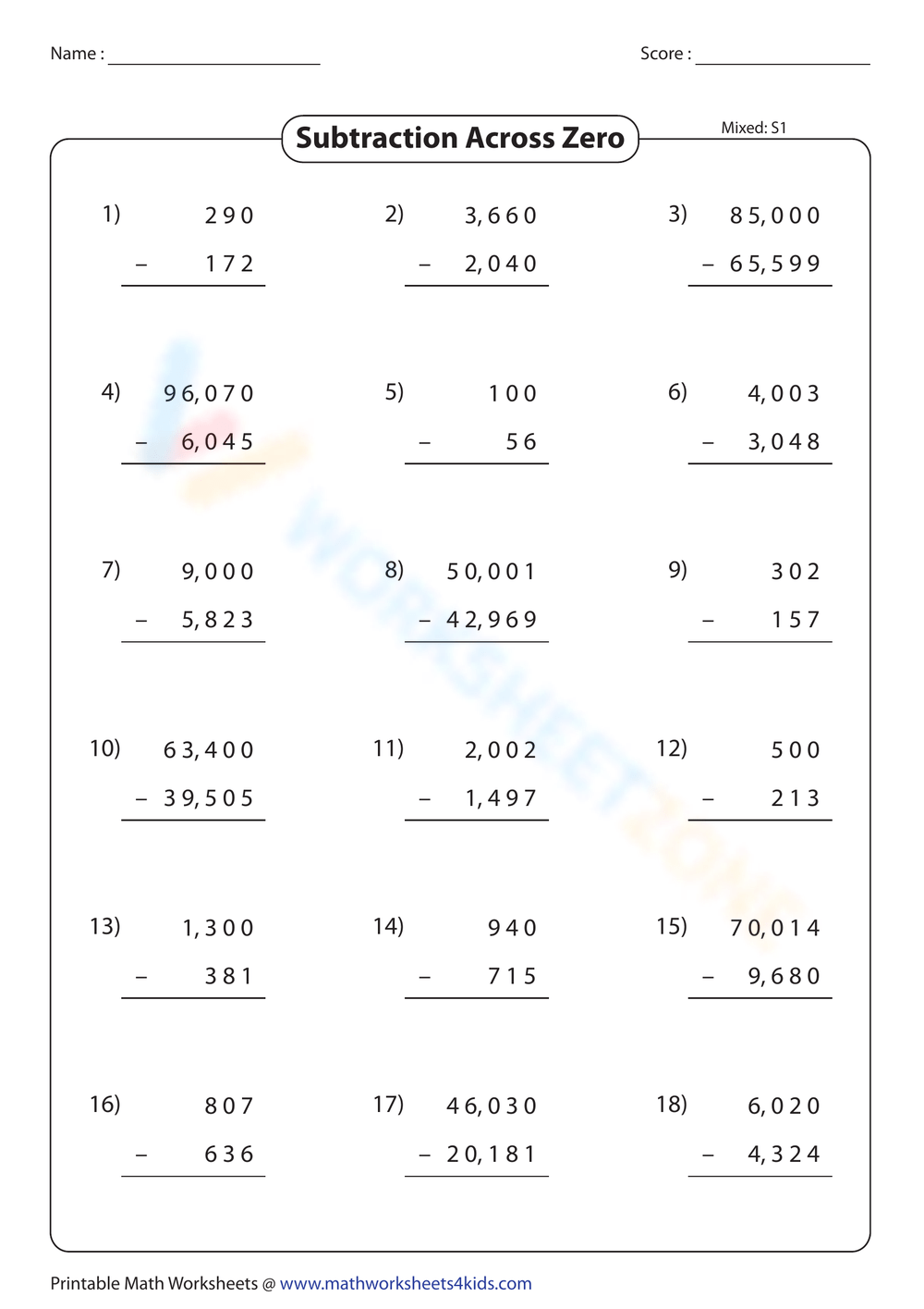 Free Printable Subtraction Across Zeros Worksheets Worksheets Library Free Printable Subtraction Across Zeros Worksheets Worksheets Library