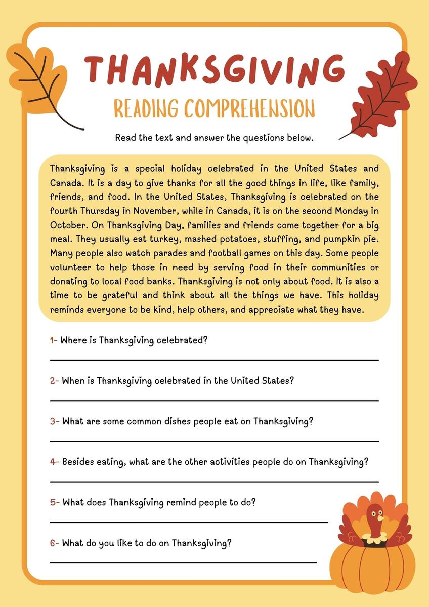 Free Printable Thanksgiving Worksheet Templates Canva Free Printable Thanksgiving Worksheet Templates Canva
