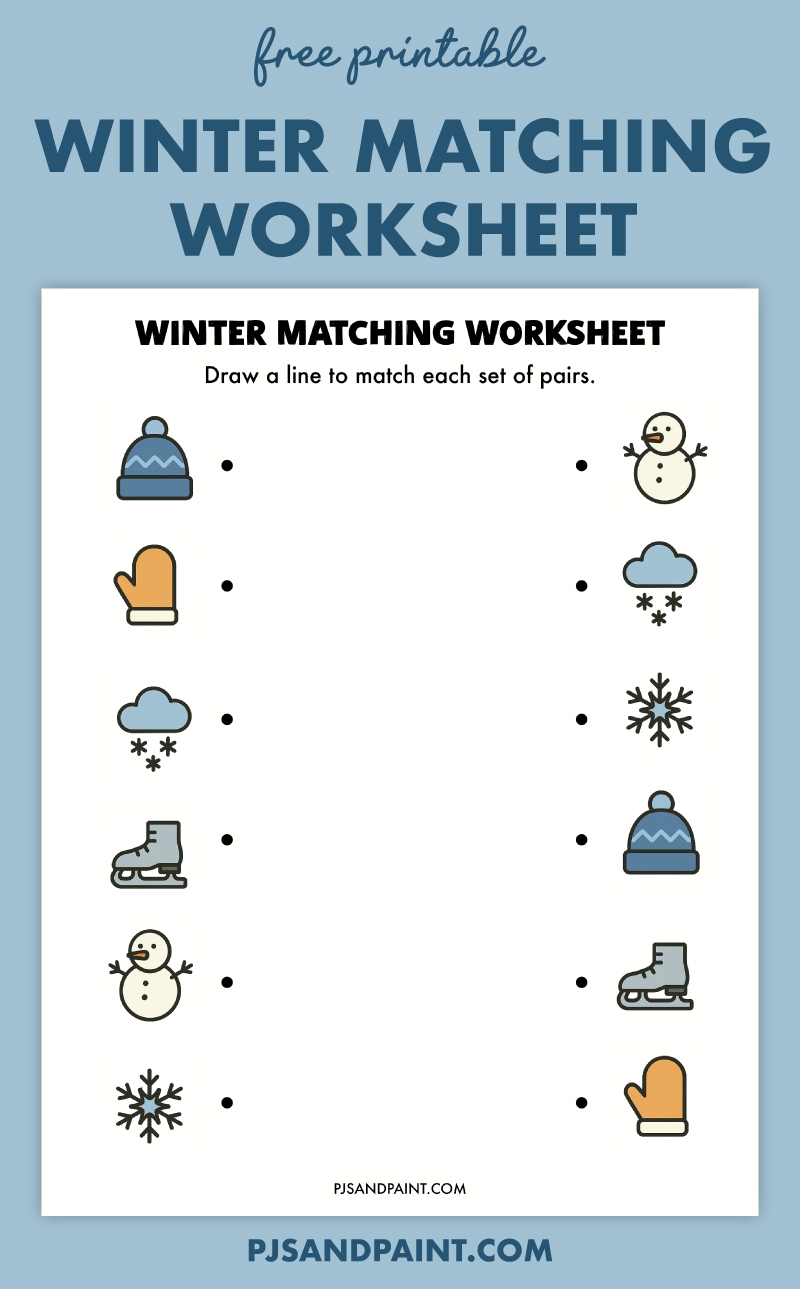 Free Printable Winter Matching Worksheet Pjs And Paint Free Printable Winter Matching Worksheet Pjs And Paint