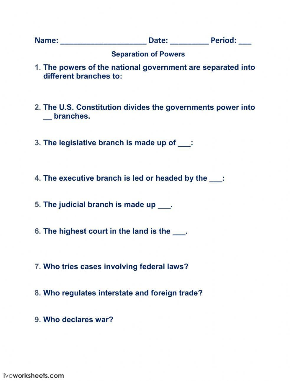 Free Separation Of Powers Worksheet Download Free Separation Of Powers Worksheet Png Images Free Worksheets On Clipart Library
