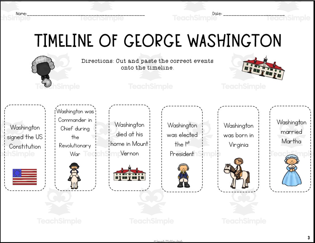George Washington Timeline Cut And Paste By Teach Simple George Washington Timeline Cut And Paste By Teach Simple