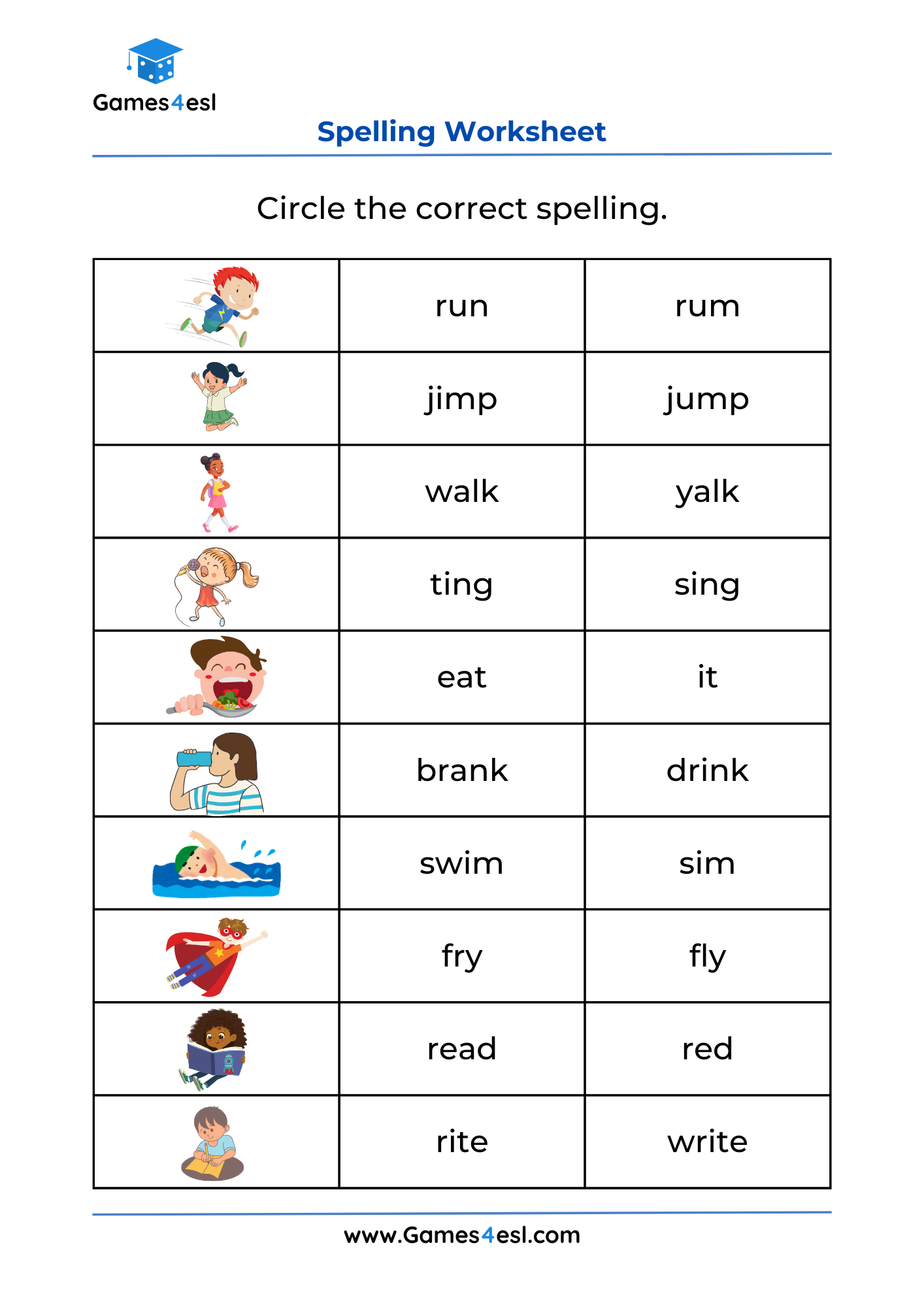 Grade 1 Spelling Worksheets Games4esl 1st Grade Spelling Worksheets Printable Word Lists Weekly Practice