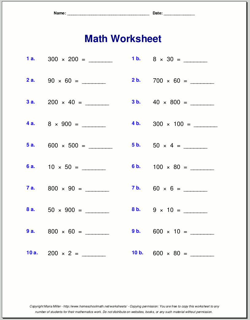 Grade 4 Multiplication Worksheets Grade 4 Multiplication Worksheets