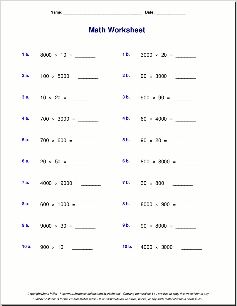 Grade 5 Multiplication Worksheets Grade 5 Multiplication Worksheets