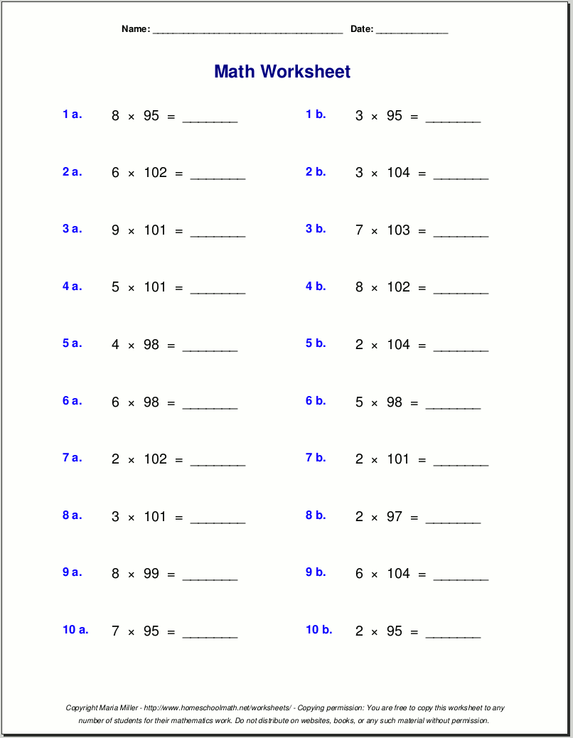 Grade 5 Multiplication Worksheets Grade 5 Multiplication Worksheets