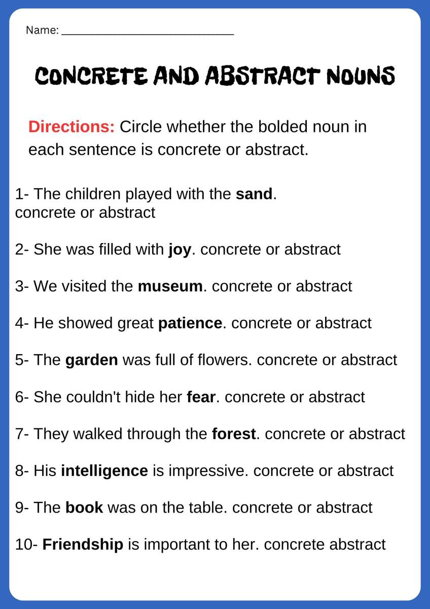 Grammar Activities Concrete And Abstract Nouns Worksheets Made By Teachers Concrete And Abstract Nouns Worksheet Lost At Sea Parts Of Speech Activity