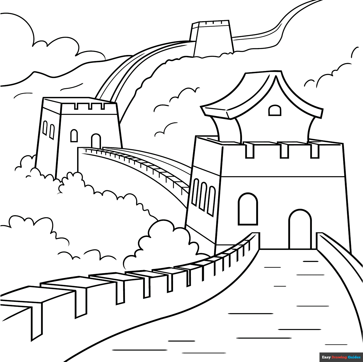 Great Wall Of China Coloring Page Easy Drawing Guides Great Wall Of China Coloring Page Easy Drawing Guides