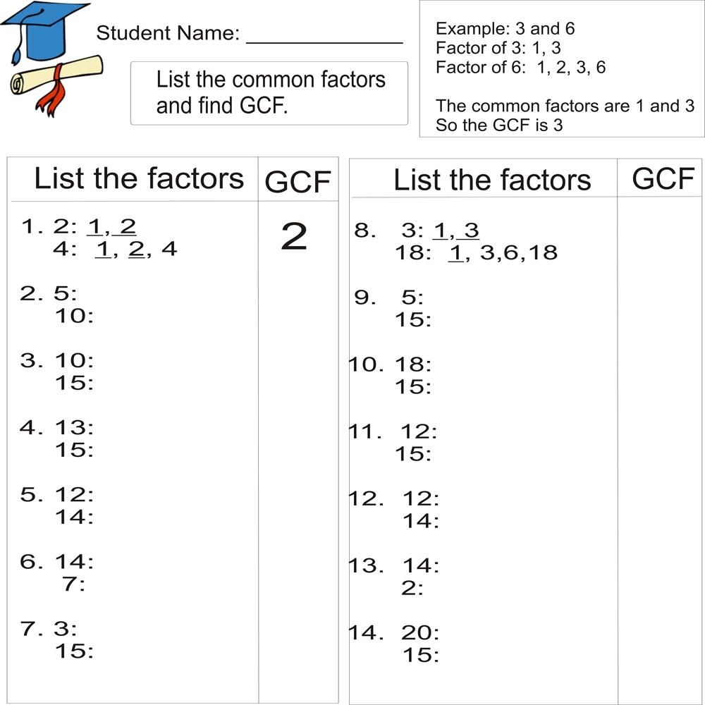 Greatest Common Factor 1to 20 From Study Village Website Worksheets Library Greatest Common Factor 1to 20 From Study Village Website Worksheets Library
