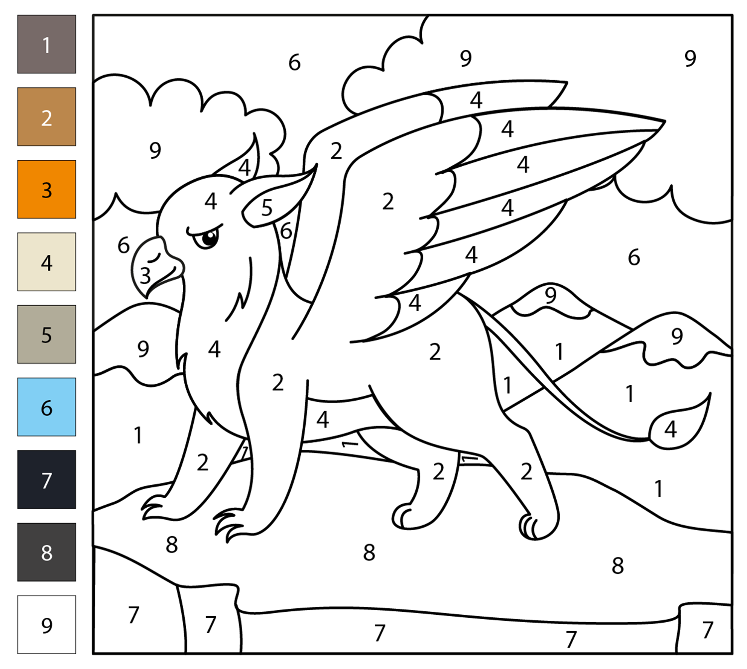 Griffin Color By Number Coloring Page Free Printable