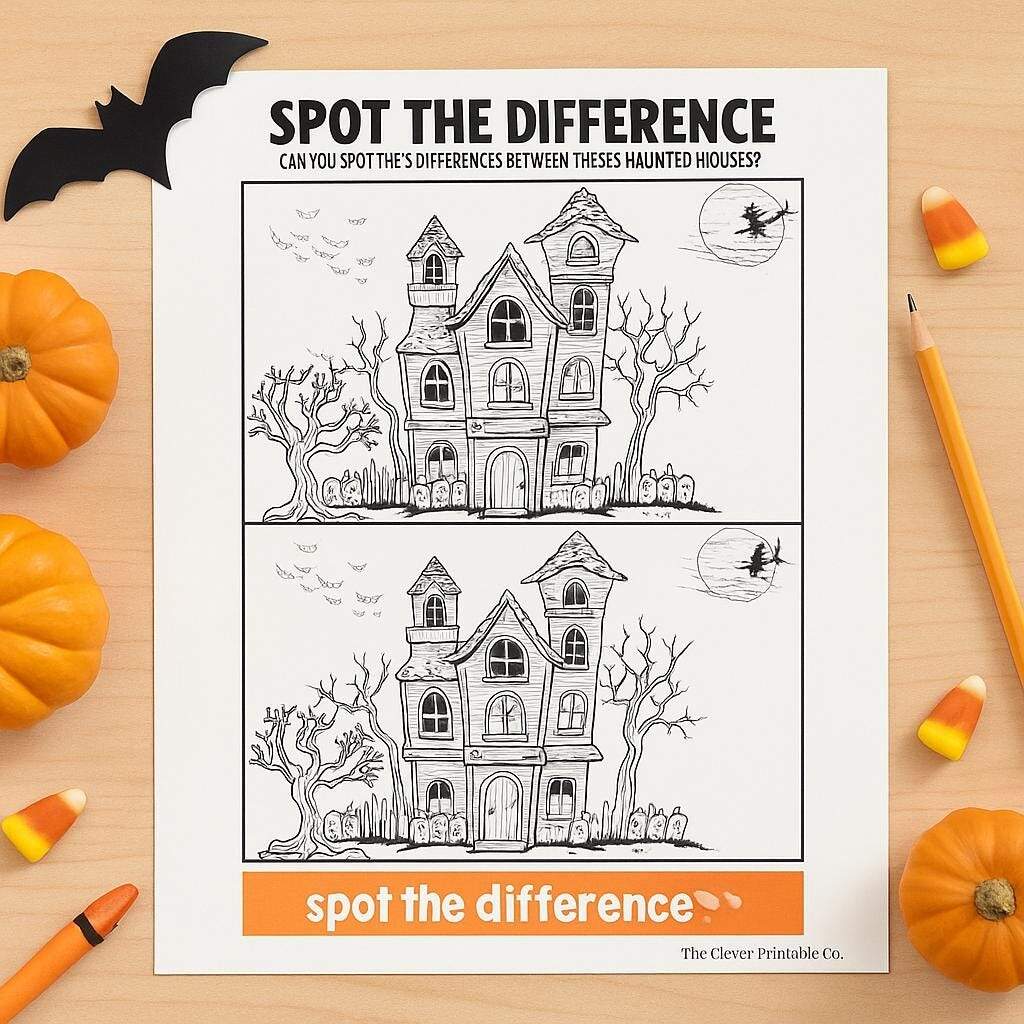 Halloween Spot The Difference Printable Haunted House Puzzle Worksheet For Kids Fun Classroom Party Activity Etsy Israel Halloween Spot The Difference Printable Haunted House Puzzle Worksheet For Kids Fun Classroom Party Activity Etsy Israel